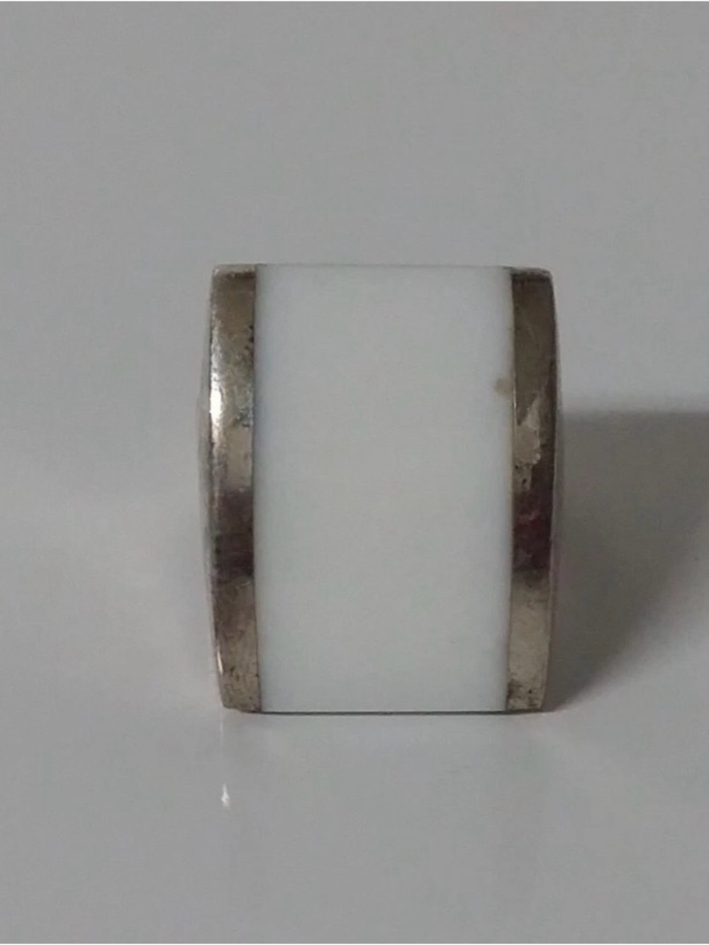 Classic White Inlay Stone Women’s Ring - Stamped Italy 925 Size 8
